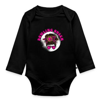 Bowling Girl Funny Ladies Team Bowler Sport - Organic Longsleeve Baby Bodysuit - black - Front