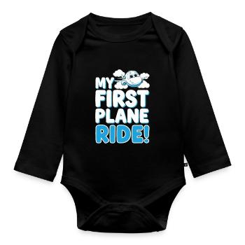 My First Plane Ride First Time Flying Adventure - Baby Bio-Langarm-Body - Schwarz - Vorne