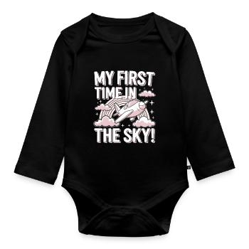 My First Plane Ride First Time Flying Adventure - Baby Bio-Langarm-Body - Schwarz - Vorne