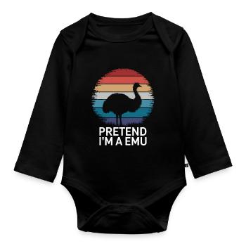 Emu Saying Australia Emus Funny Emu Gift - Organic Longsleeve Baby Bodysuit - black - Front