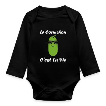 Humour cornichon - Body Bébé bio manches longues - noir - Devant