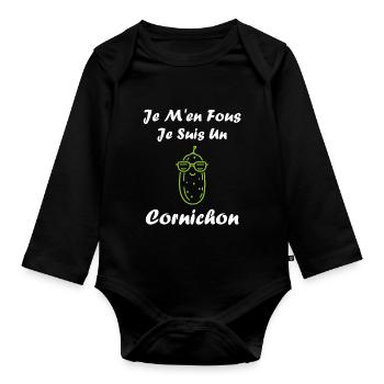 cornichon - Body Bébé bio manches longues - noir - Devant