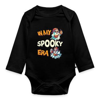 Dans mon époque effrayante : les fantômes d’Halloween - Body Bébé bio manches longues - noir - Devant