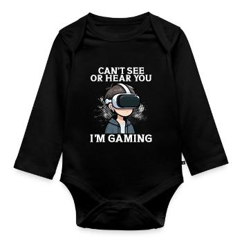 Virtual Reality Athlete Witzer VR Gamer Headset - Organic Longsleeve Baby Bodysuit - black - Front