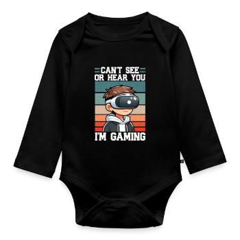 Virtual Reality Athlete Witzer VR Gamer Headset - Organic Longsleeve Baby Bodysuit - black - Front