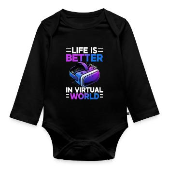 Virtual Reality Athlete Witzer VR Gamer Headset - Organic Longsleeve Baby Bodysuit - black - Front
