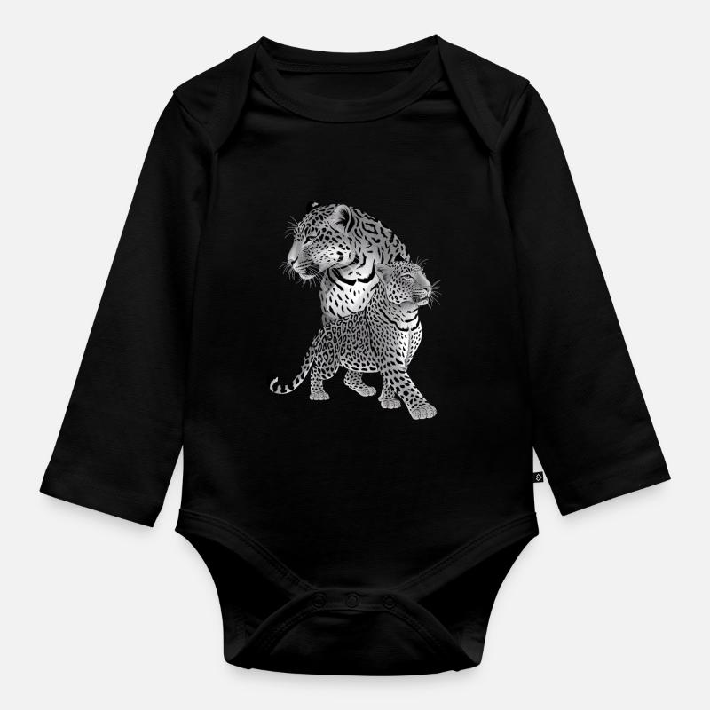 Leopard - Baby Bio-Langarm-Body - Schwarz