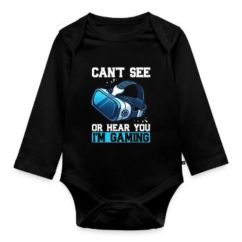 Virtual Reality Athlete Witzer VR Gamer Headset - Organic Longsleeve Baby Bodysuit - black - Front