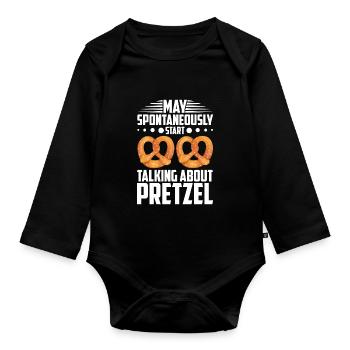 Bretzel Brezeln Bäcker Backwaren - Baby Bio-Langarm-Body - Schwarz - Vorne
