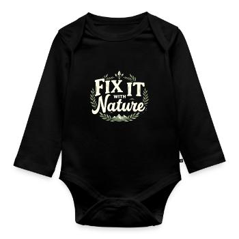 Nature Healing and Wellness Connection Through - Baby Bio-Langarm-Body - Schwarz - Vorne