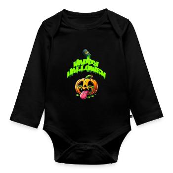 helloween neon - Baby Bio-Langarm-Body - Schwarz - Vorne