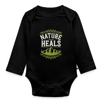 Nature Healing and Wellness Connection Through - Baby Bio-Langarm-Body - Schwarz - Vorne