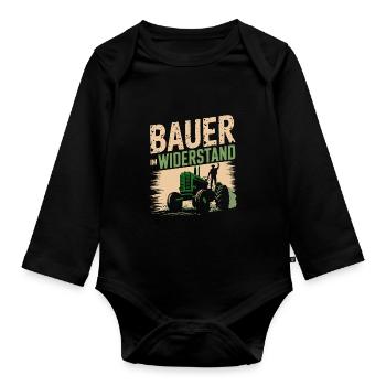 Landwirtschaft und Bauern Protest - Traktor Demo - Baby Bio-Langarm-Body - Schwarz - Vorne
