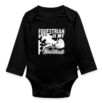 Equestrian Equestrian Is My Heartbeat - Organic Longsleeve Baby Bodysuit - black - Front