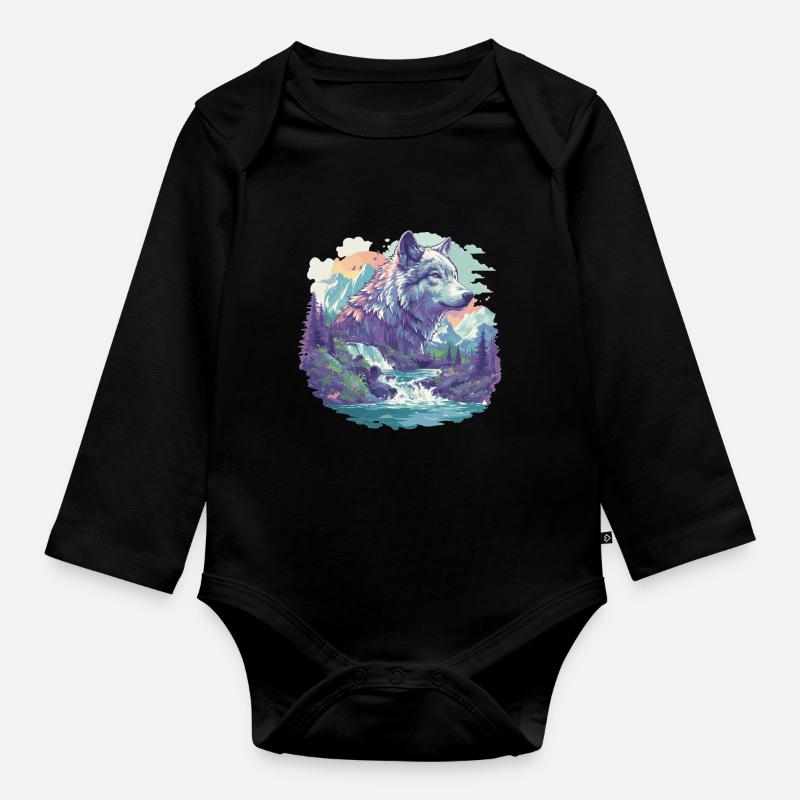 Loups Loup - Body Bébé bio manches longues - noir
