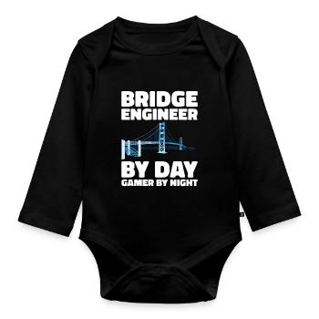 Bridge Engineer Bridge Construction Civil Engineering - Organic Longsleeve Baby Bodysuit - black - Front