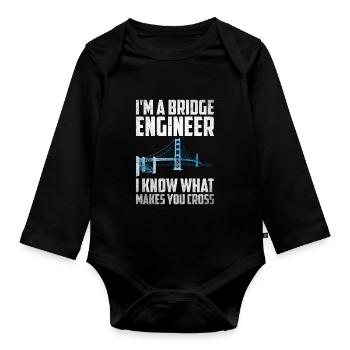 Bridge Engineer Bridge Construction Civil Engineering - Organic Longsleeve Baby Bodysuit - black - Front