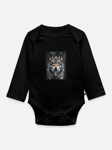 Wölfe Wolf - Baby Bio-Langarm-Body - Schwarz