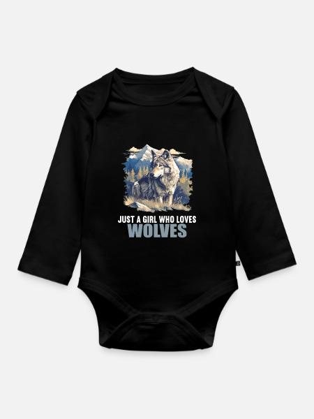 Wölfe Wolf - Baby Bio-Langarm-Body - Schwarz