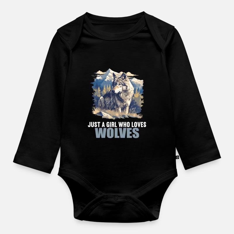 Wölfe Wolf - Baby Bio-Langarm-Body - Schwarz