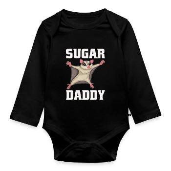 Flying Squirrel Suger Glider Short-headed Glider - Organic Longsleeve Baby Bodysuit - black - Front