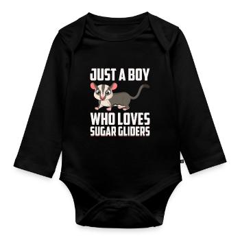 Flying Squirrel Suger Glider Short-headed Glider - Organic Longsleeve Baby Bodysuit - black - Front