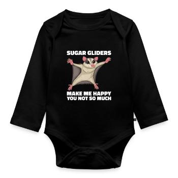 Flying Squirrel Suger Glider Short-headed Glider - Organic Longsleeve Baby Bodysuit - black - Front