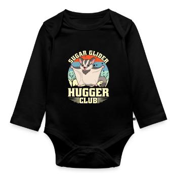 Flying Squirrel Suger Glider Short-headed Glider - Organic Longsleeve Baby Bodysuit - black - Front