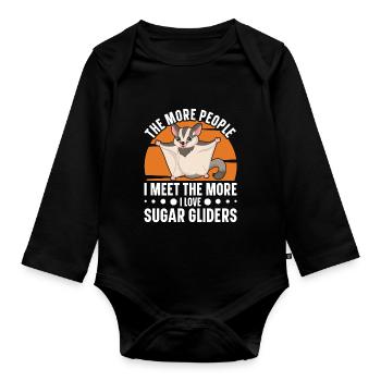 Flying Squirrel Suger Glider Short-headed Glider - Organic Longsleeve Baby Bodysuit - black - Front