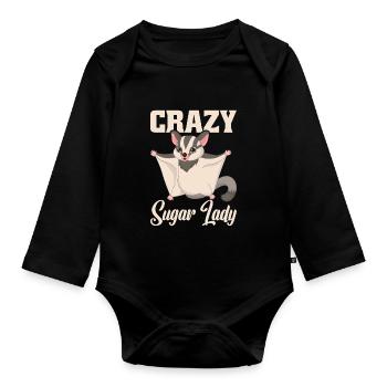 Flying Squirrel Suger Glider Short-headed Glider - Organic Longsleeve Baby Bodysuit - black - Front