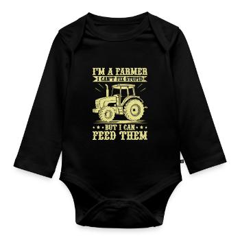 Tracteur agricole Tracteur vintage Farmers - Body Bébé bio manches longues - noir - Devant