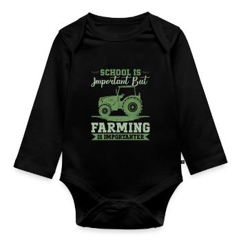 Tracteur agricole Tracteur vintage Farmers - Body Bébé bio manches longues - noir - Devant