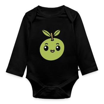 Olive - Organic Longsleeve Baby Bodysuit - black - Front