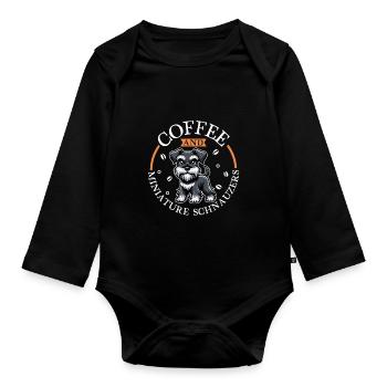 Kaffee und Zwergschnautzer - Baby Bio-Langarm-Body - Schwarz - Vorne