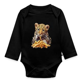 Leopard - Baby Bio-Langarm-Body - Schwarz - Vorne