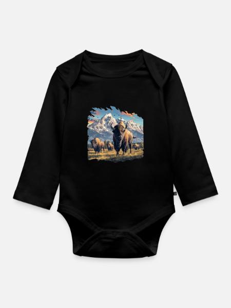 Bisons Bison - Baby Bio-Langarm-Body - Schwarz