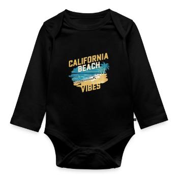 Ambiance de la plage californienne - Body Bébé bio manches longues - noir - Devant