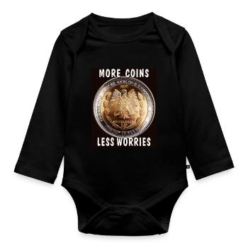 MORE COINS LESS WORRIES - Baby Bio-Langarm-Body - Schwarz - Vorne
