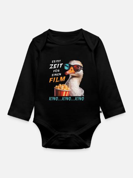 GANS ES IST ZEIT FÜR EINEN FILM - Baby Bio-Langarm-Body - Schwarz