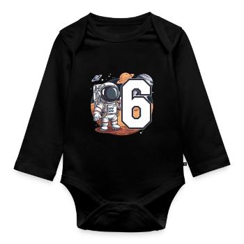 6th Birthday Astronaut Space Adventure for Boys - Baby Bio-Langarm-Body - Schwarz - Vorne