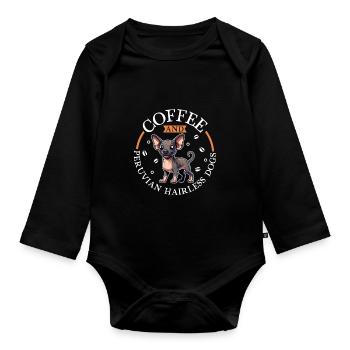Café et viringo péruvien - Body Bébé bio manches longues - noir - Devant
