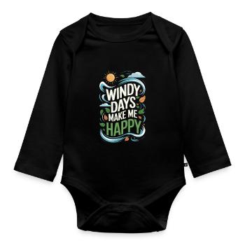 Observateur de tempêtes et météorologue amateur de météo - Body Bébé bio manches longues - noir - Devant