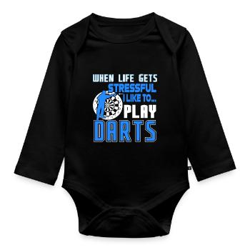 Darts I Like To Play Darts - Organic Longsleeve Baby Bodysuit - black - Front