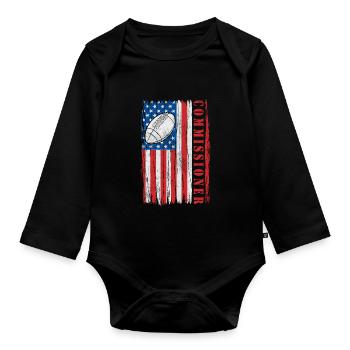 Commissaire Fantasy Football USA Drapeau Drôle - Body Bébé bio manches longues - noir - Devant