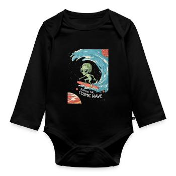 Surfing the Cosmic Wave - Baby Bio-Langarm-Body - Schwarz - Vorne