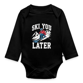 Ski you later - Idée cadeau ski - Body Bébé bio manches longues - noir - Devant
