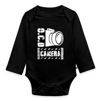 Photographer Obsessive Camera Disorder - Organic Longsleeve Baby Bodysuit - black - Front
