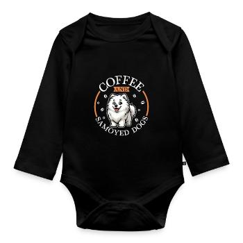 Coffee and Samoyed - Organic Longsleeve Baby Bodysuit - black - Front