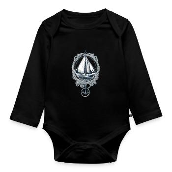 Elegantes Segelboot Mit Anker - Baby Bio-Langarm-Body - Schwarz - Vorne