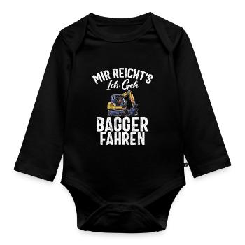 Baggerfahrer Lustige Bauarbeiter Beruf Excavator - Baby Bio-Langarm-Body - Schwarz - Vorne